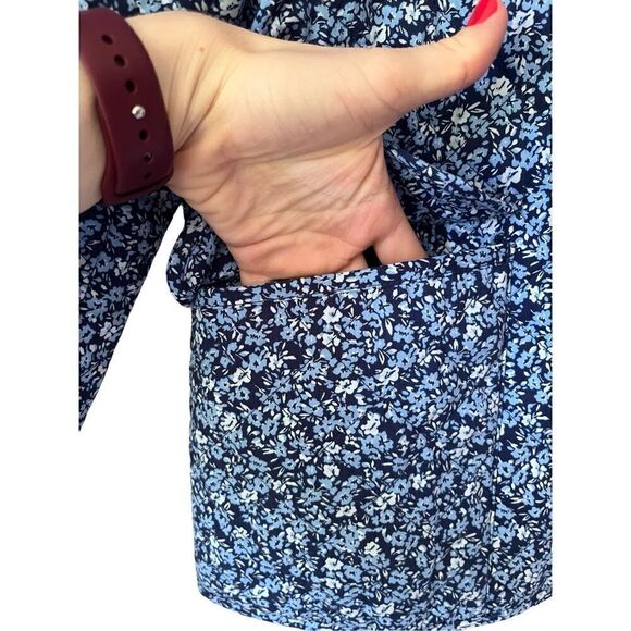 J. Crew Factory Blue Floral Quilted Button Front Jacket size 8 - Picture 9 of 10